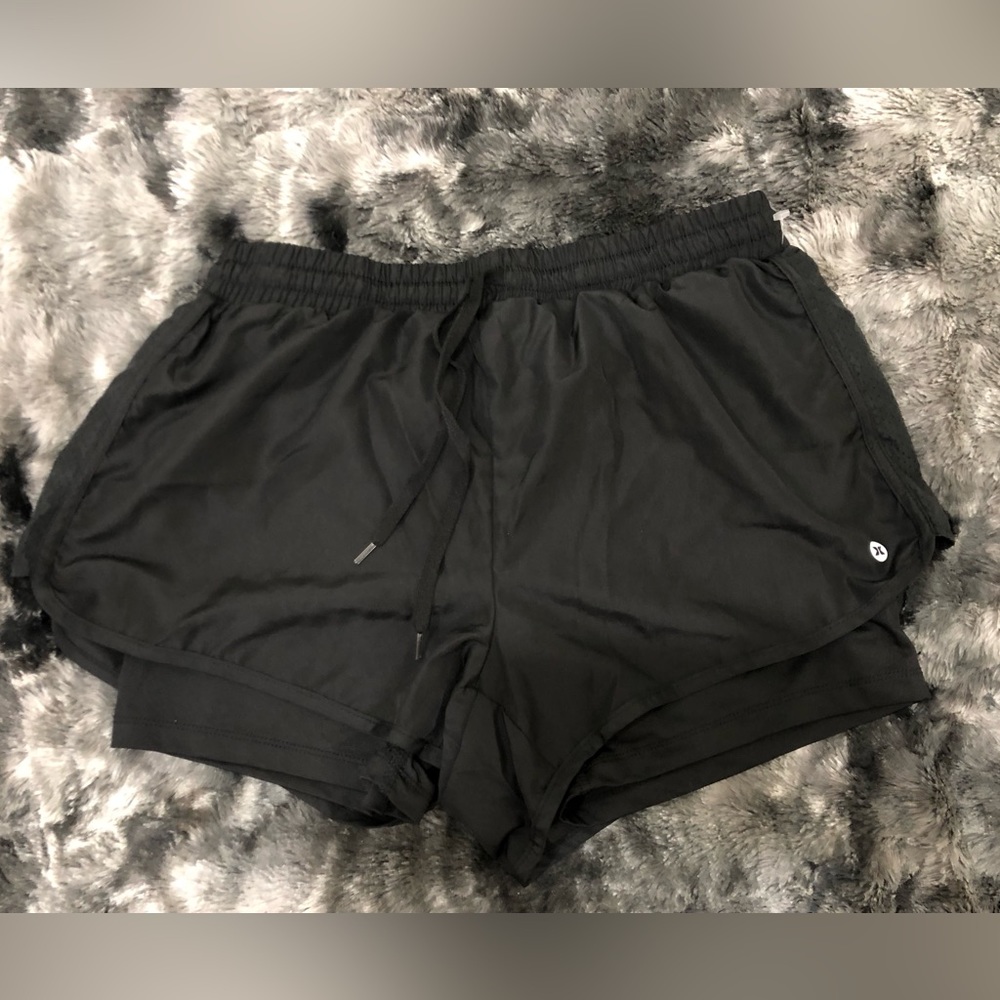 RBX LARGE BLACK ATHLETIC SHORTS WITH INNER BRIEFS DRI FIT